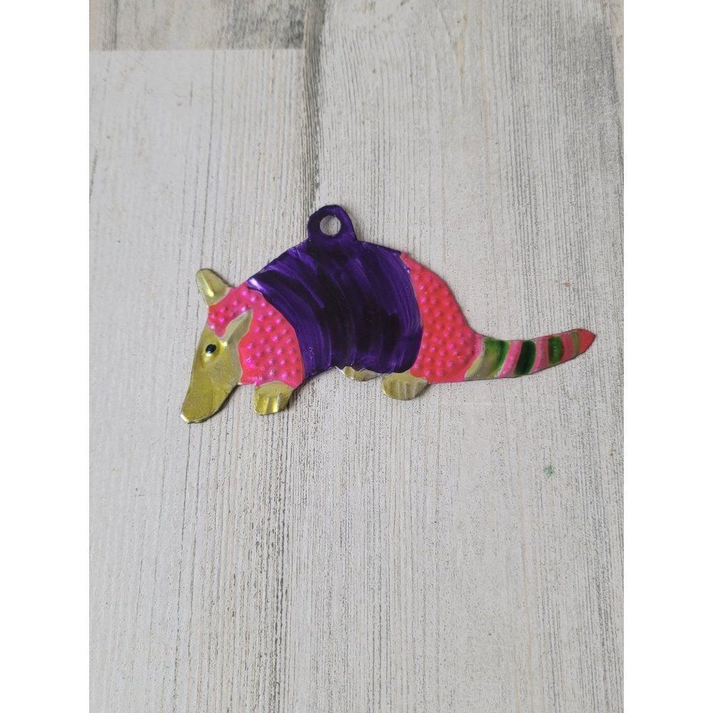 Tin armadillo rainbow animal desert ornament Xmas decor
